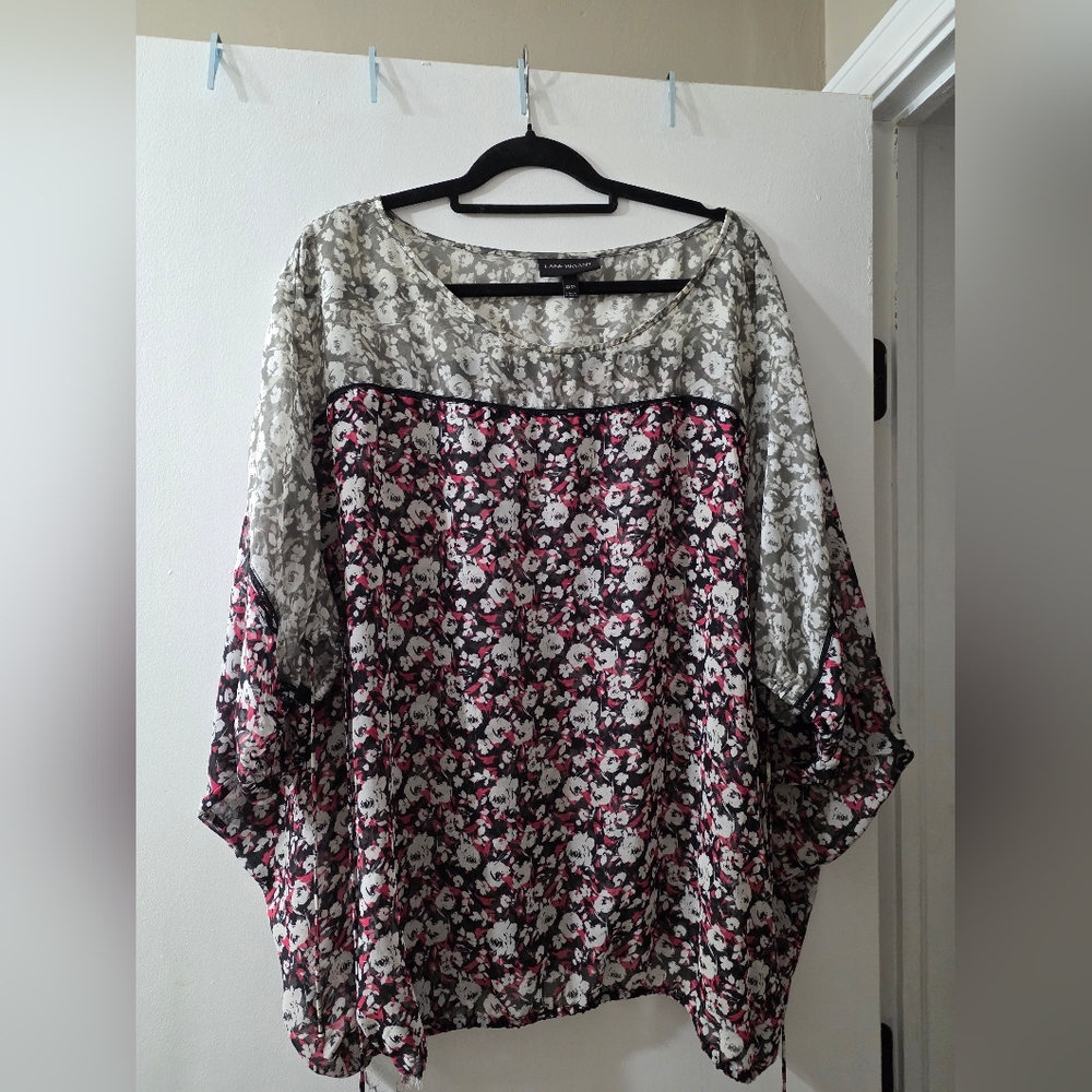 Lane Bryant Black and White Floral Blouse